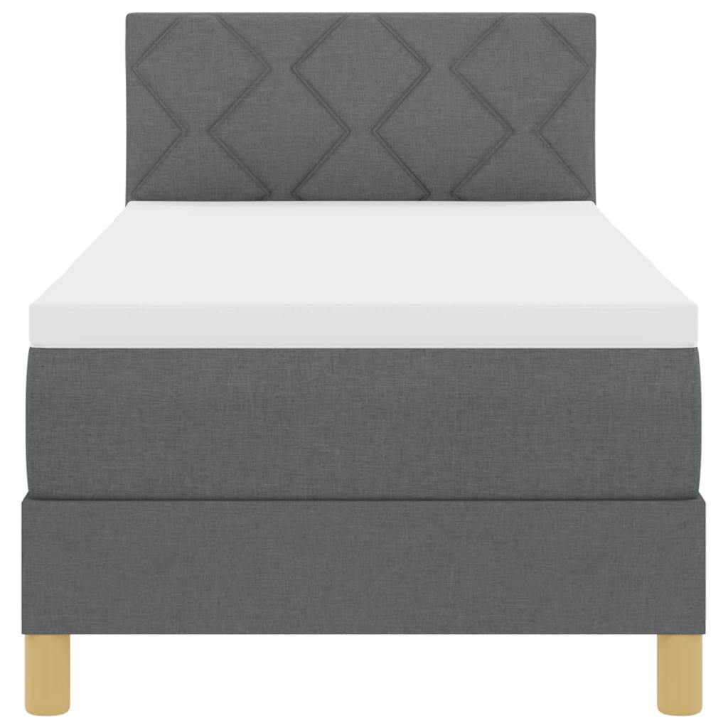 LED Box Spring Bed med pude Mørkegrå 80 x 200 cm Stof