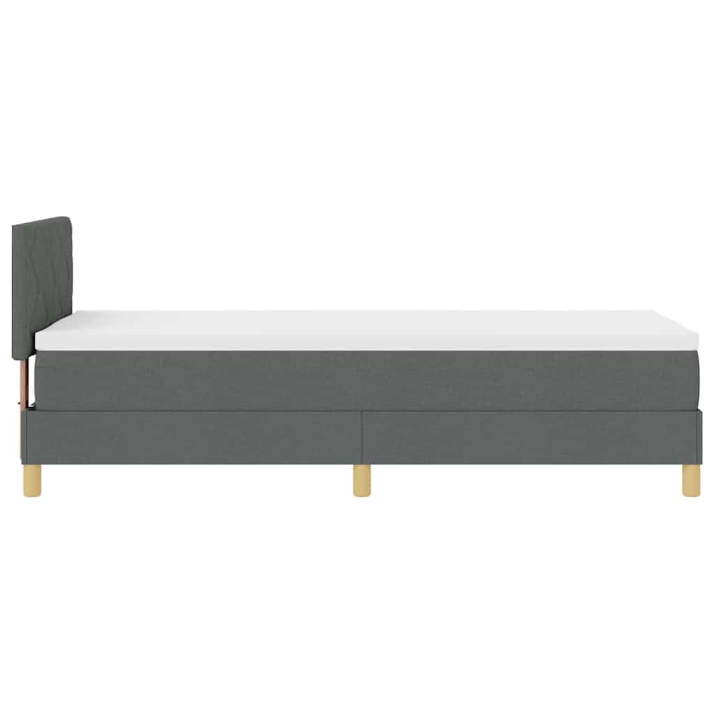 LED Box Spring Bed med pude Mørkegrå 80 x 200 cm Stof