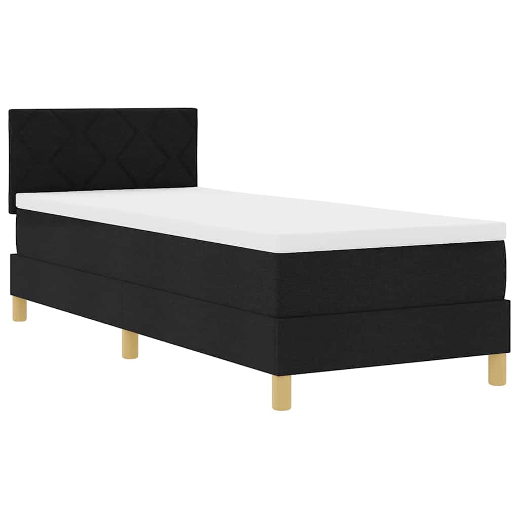 LED Box Spring Bed med pude Sort 80 x 200 cm Stof