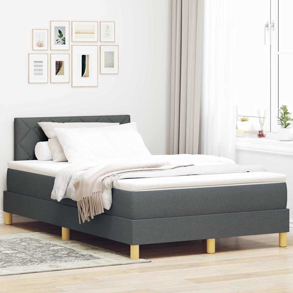LED Box Spring Bed med hovedgærde Mørkegrå 120 x 190 cm Stof