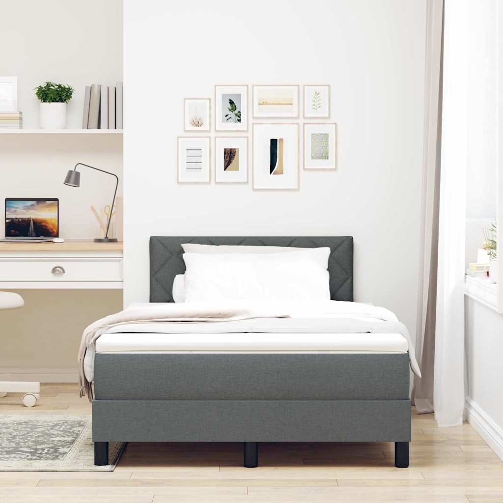 LED Box Spring Bed med hovedgærde Mørkegrå 120 x 190 cm Stof