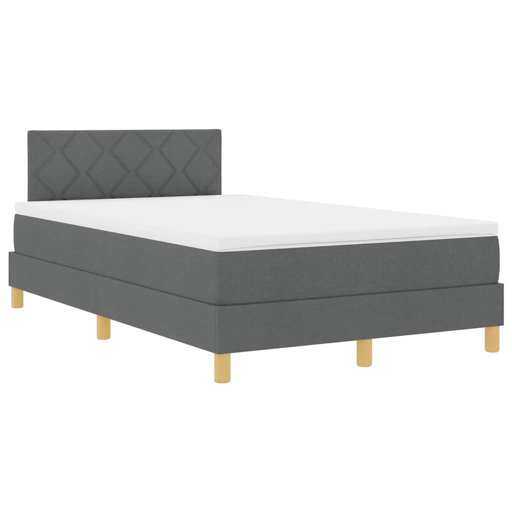 LED Box Spring Bed med hovedgærde Mørkegrå 120 x 190 cm Stof