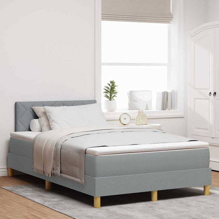 LED Box Spring Bed med pude Lysegrå 120 x 200 cm Stof