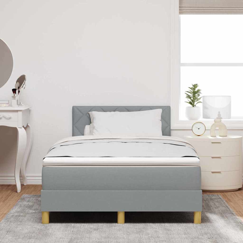 LED Box Spring Bed med pude Lysegrå 120 x 200 cm Stof