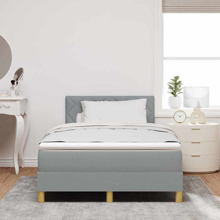 LED Box Spring Bed med pude Lysegrå 120 x 200 cm Stof