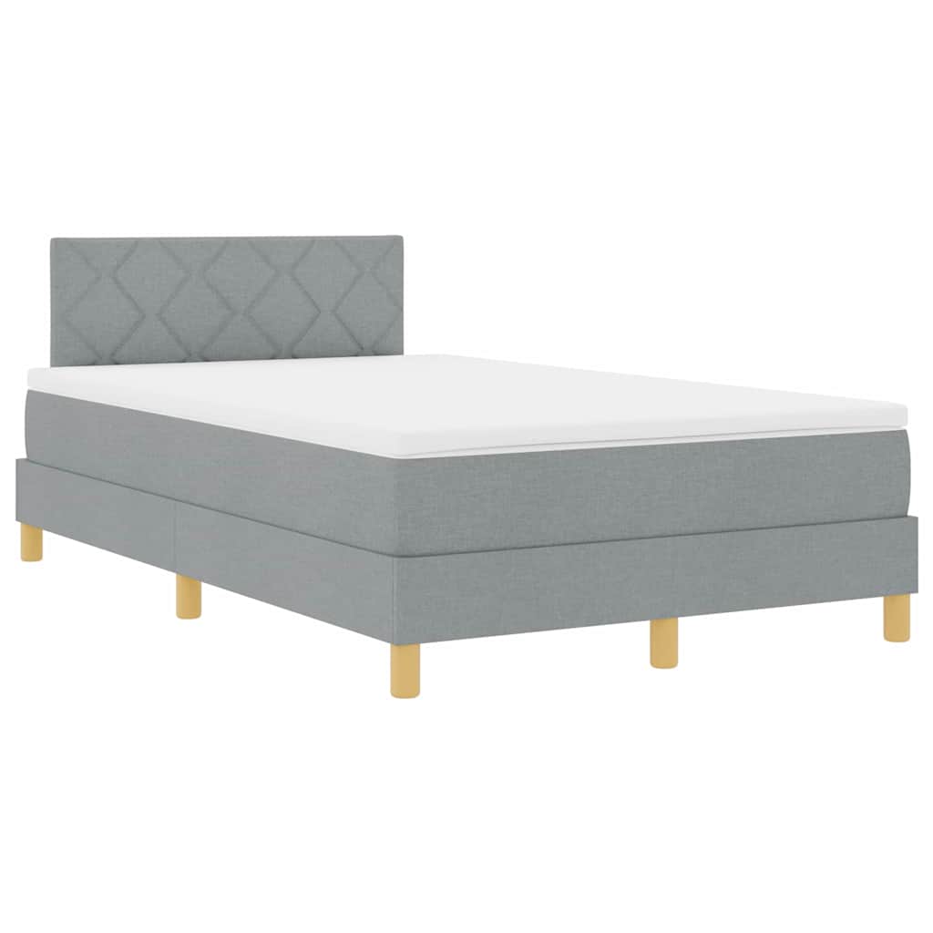 LED Box Spring Bed med pude Lysegrå 120 x 200 cm Stof