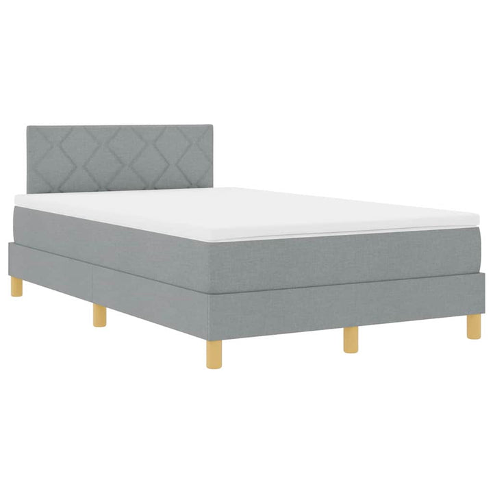 LED Box Spring Bed med pude Lysegrå 120 x 200 cm Stof