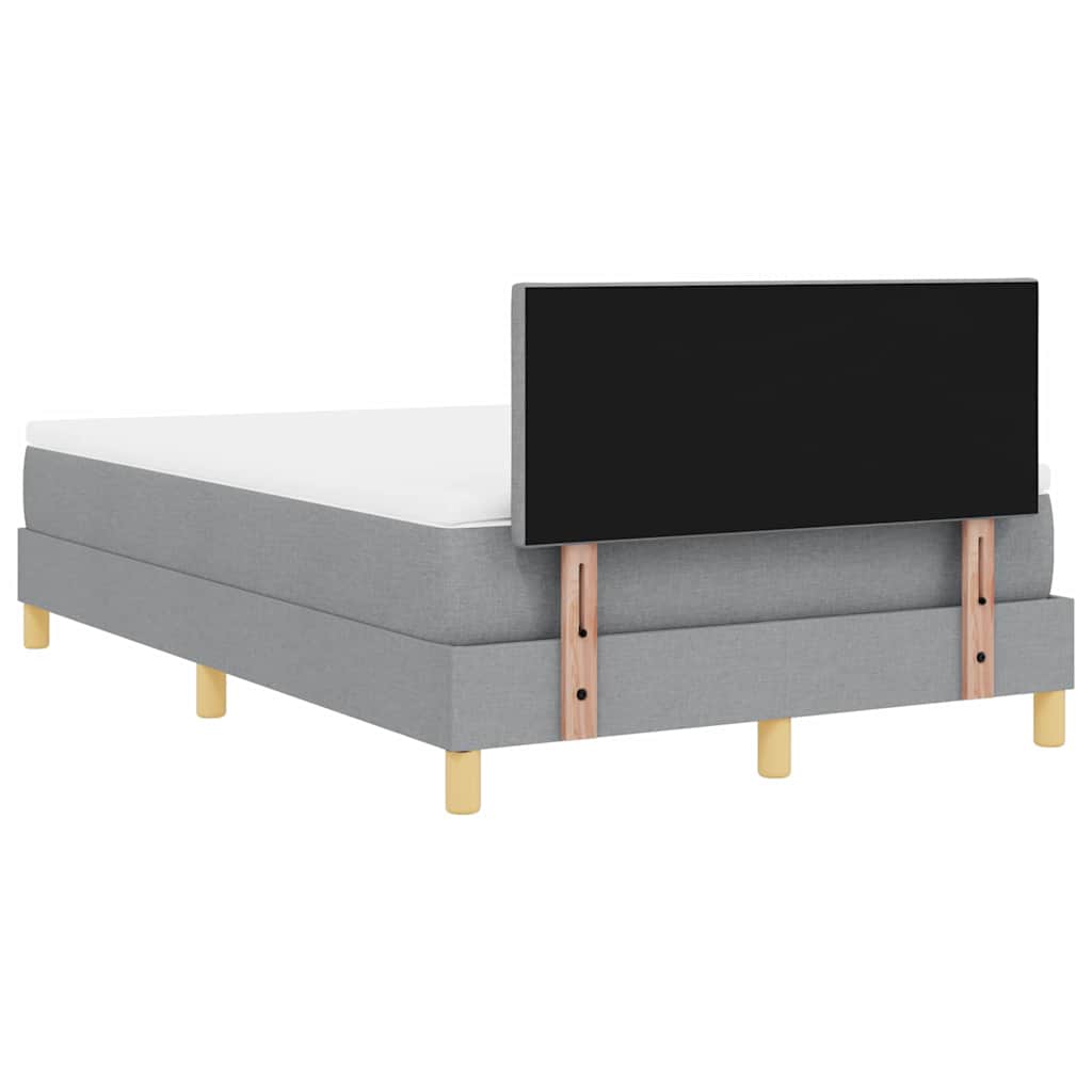 LED Box Spring Bed med pude Lysegrå 120 x 200 cm Stof