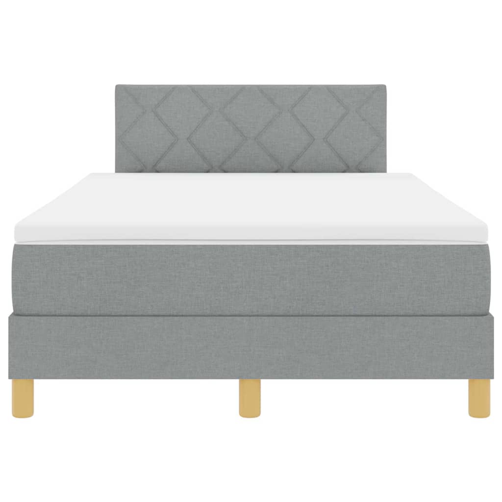 LED Box Spring Bed med pude Lysegrå 120 x 200 cm Stof