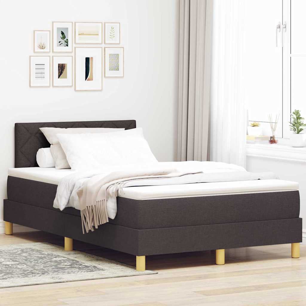 LED Box Spring Bed med hovedgærde Mørk Brun 120 x 200 cm Stof
