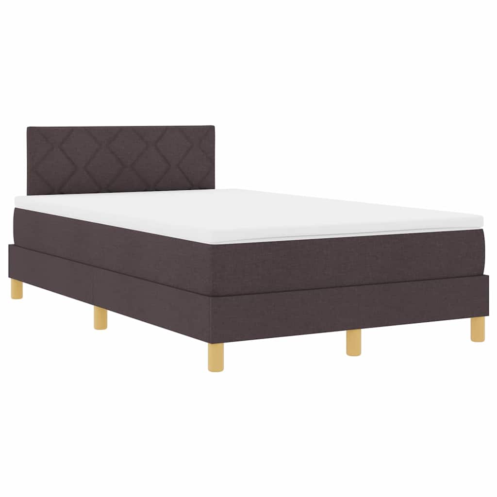 LED Box Spring Bed med hovedgærde Mørk Brun 120 x 200 cm Stof