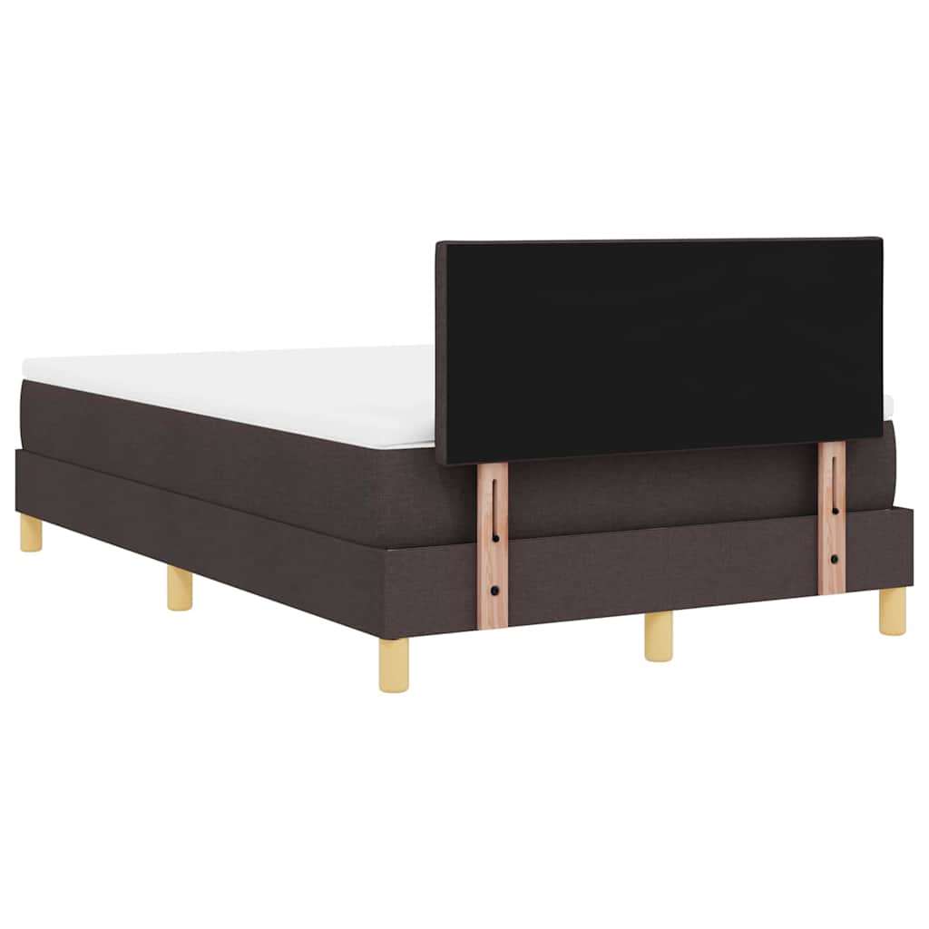 LED Box Spring Bed med hovedgærde Mørk Brun 120 x 200 cm Stof