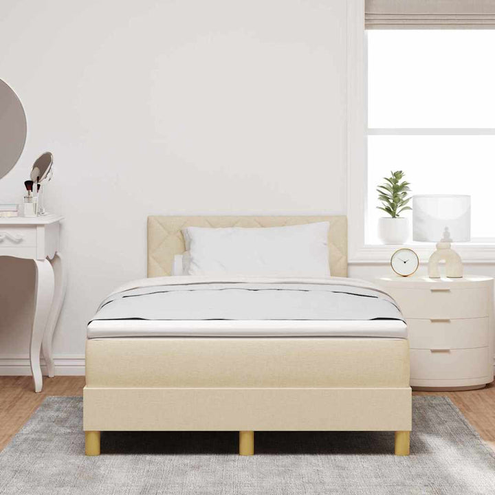 LED Box Spring Bed med LED-lysstrimler Creme 120 x 200 cm Stof
