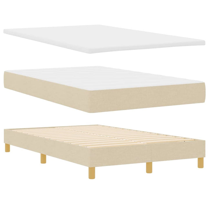 LED Box Spring Bed med LED-lysstrimler Creme 120 x 200 cm Stof