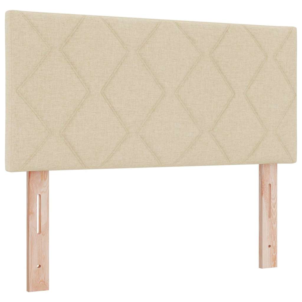 LED Box Spring Bed med LED-lysstrimler Creme 120 x 200 cm Stof