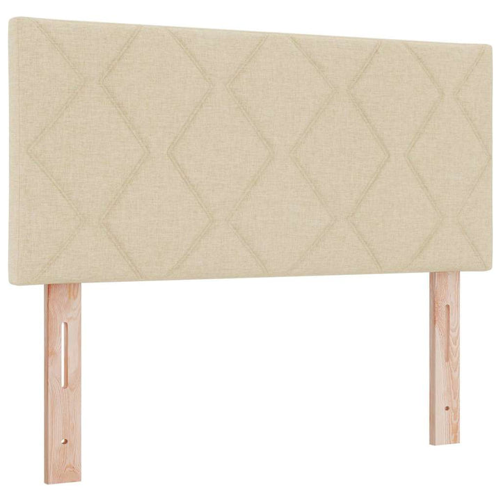 LED Box Spring Bed med LED-lysstrimler Creme 120 x 200 cm Stof