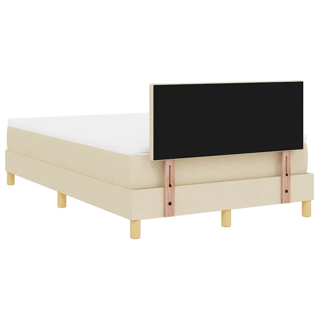 LED Box Spring Bed med LED-lysstrimler Creme 120 x 200 cm Stof