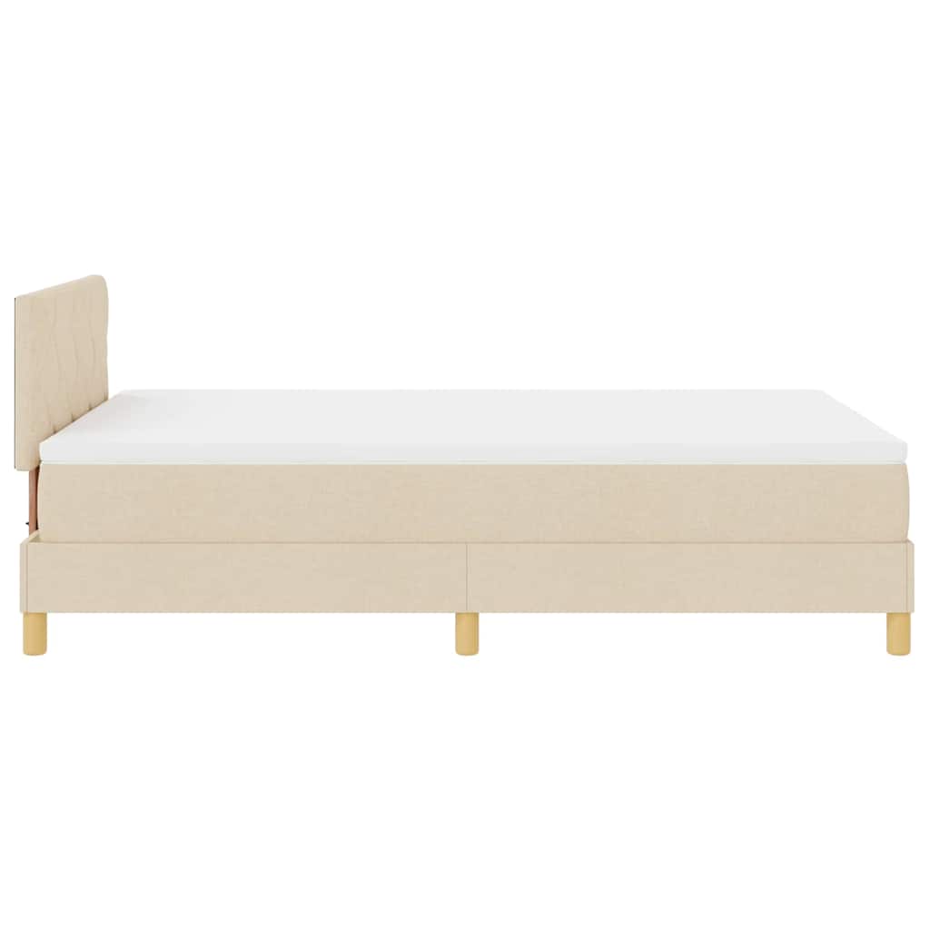 LED Box Spring Bed med LED-lysstrimler Creme 120 x 200 cm Stof