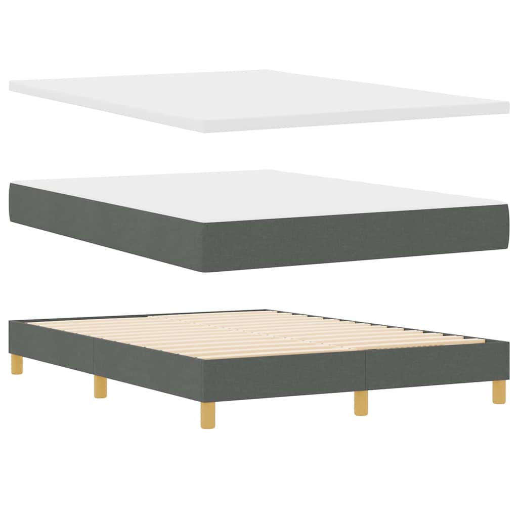 LED Box Spring Bed med hovedgærde Mørkegrå 140 x 190 cm Stof