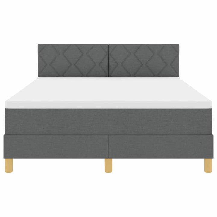 LED Box Spring Bed med hovedgærde Mørkegrå 140 x 190 cm Stof