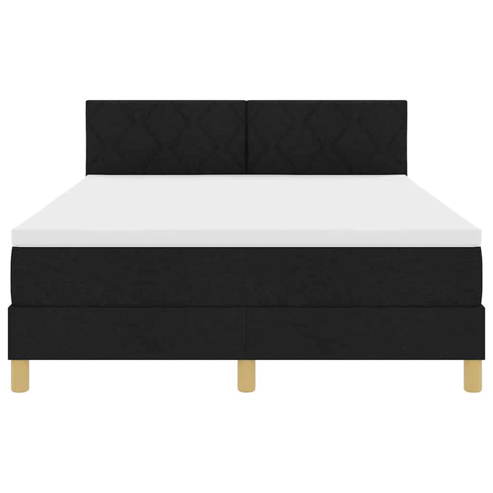LED Box Spring Bed med LED-lysstrimler Sort 140 x 190 cm Stof