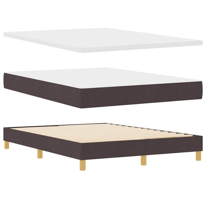 LED Box Spring Bed med hovedgærde Mørk Brun 140 x 190 cm Stof