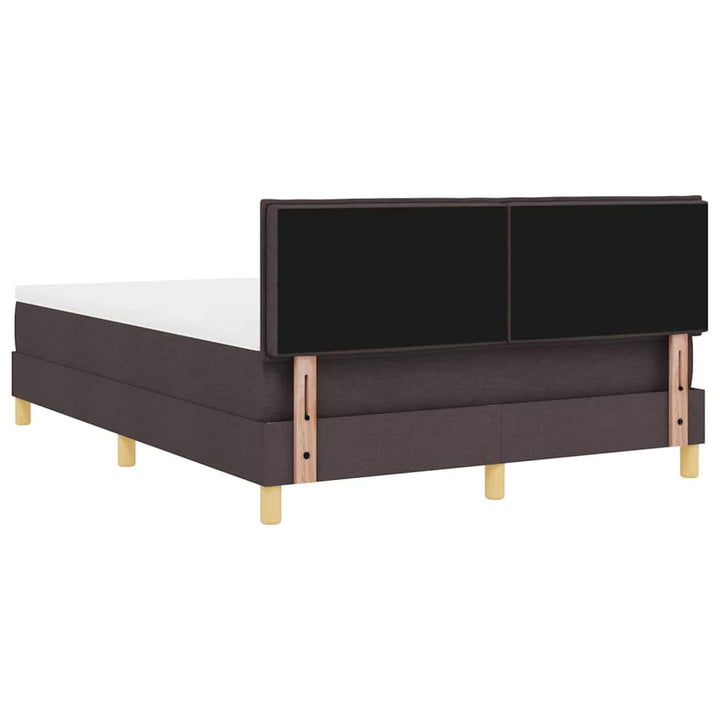 LED Box Spring Bed med hovedgærde Mørk Brun 140 x 190 cm Stof