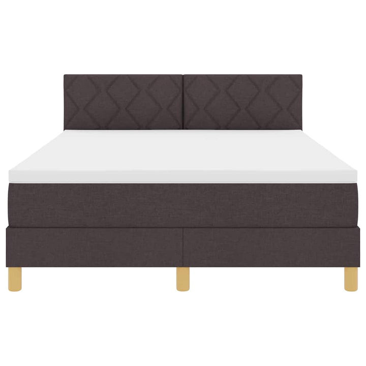 LED Box Spring Bed med hovedgærde Mørk Brun 140 x 190 cm Stof