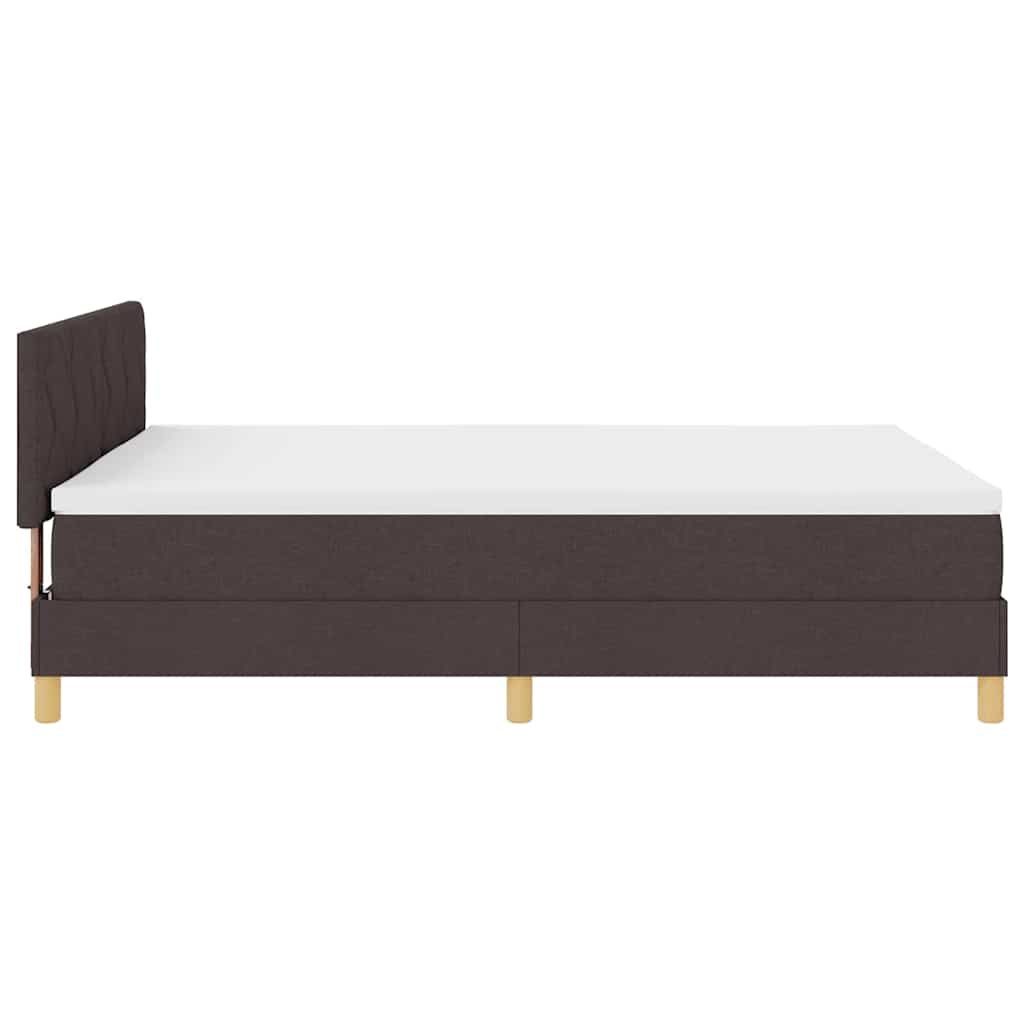 LED Box Spring Bed med hovedgærde Mørk Brun 140 x 190 cm Stof