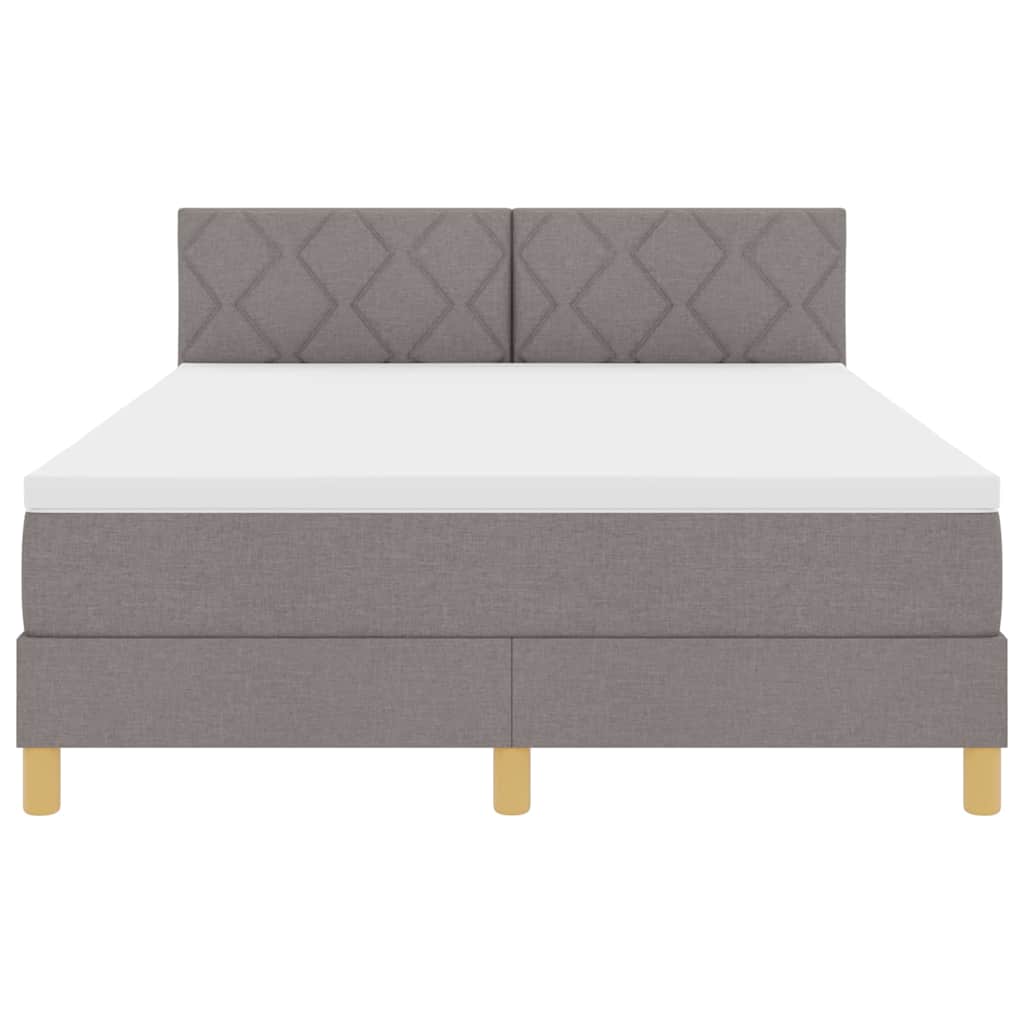 LED Box Spring Bed med hovedgærde Gråbrun 140 x 190 cm Stof