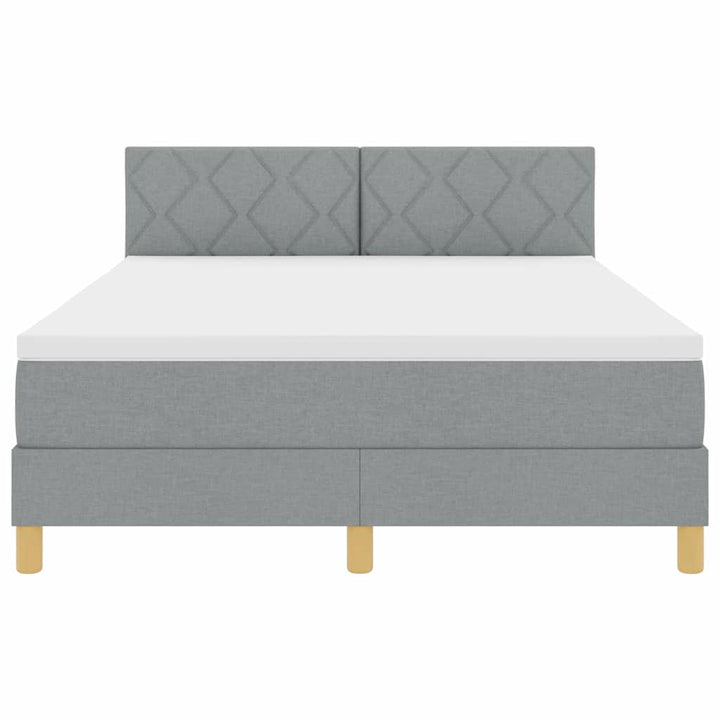 LED Box Spring Bed med hovedgærde Lysegrå 140 x 200 cm Stof