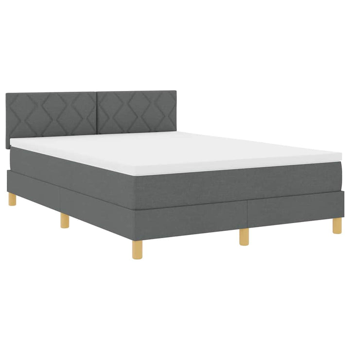 LED Box Spring Bed med hovedgærde Mørkegrå 140 x 200 cm Stof
