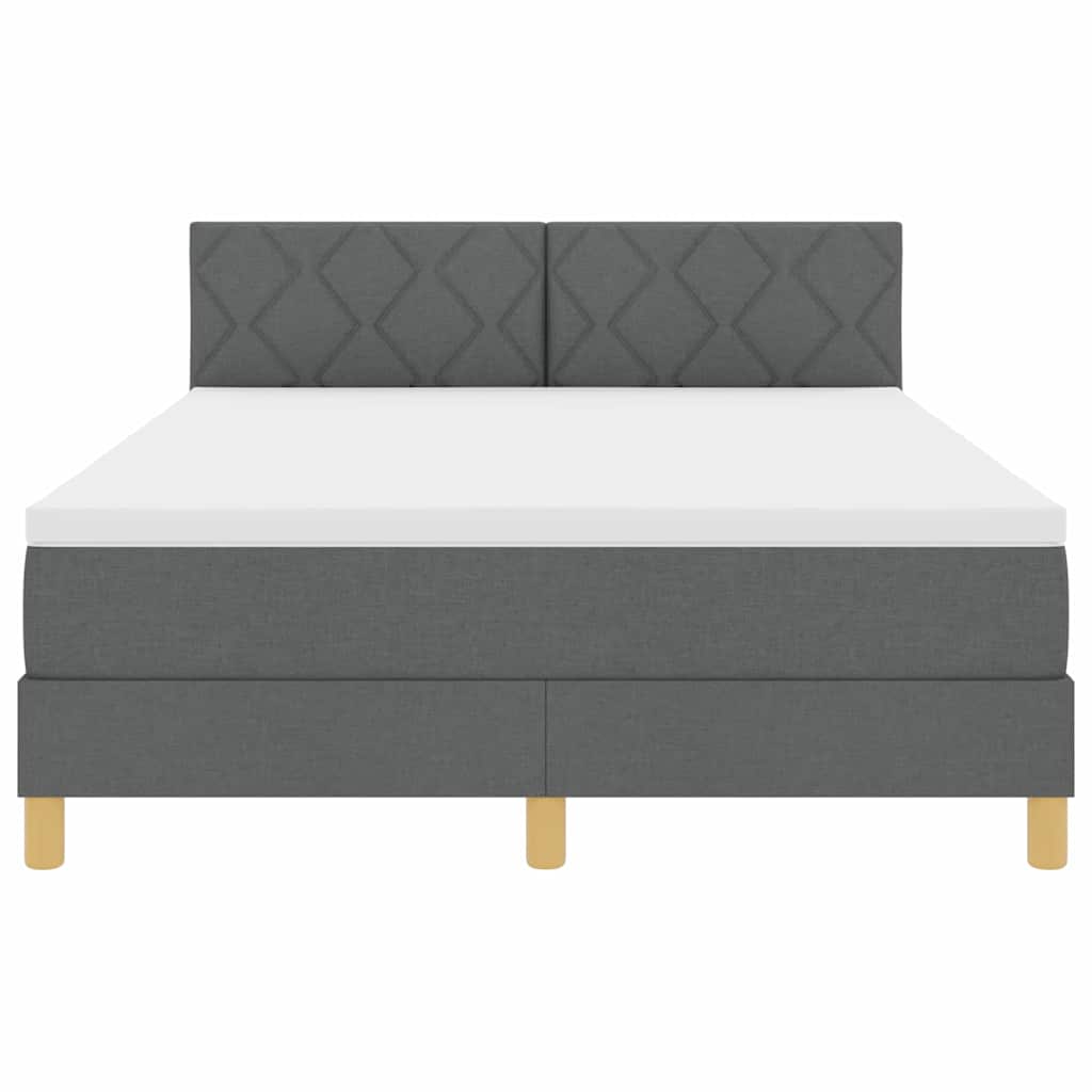 LED Box Spring Bed med hovedgærde Mørkegrå 140 x 200 cm Stof