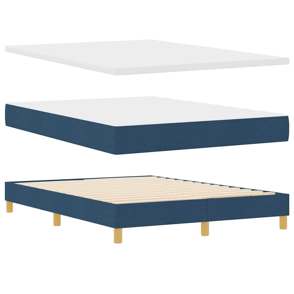LED Box Spring Bed med LED-lysstrimler Blå 140 x 200 cm Stof