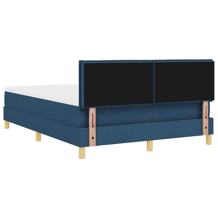 LED Box Spring Bed med LED-lysstrimler Blå 140 x 200 cm Stof