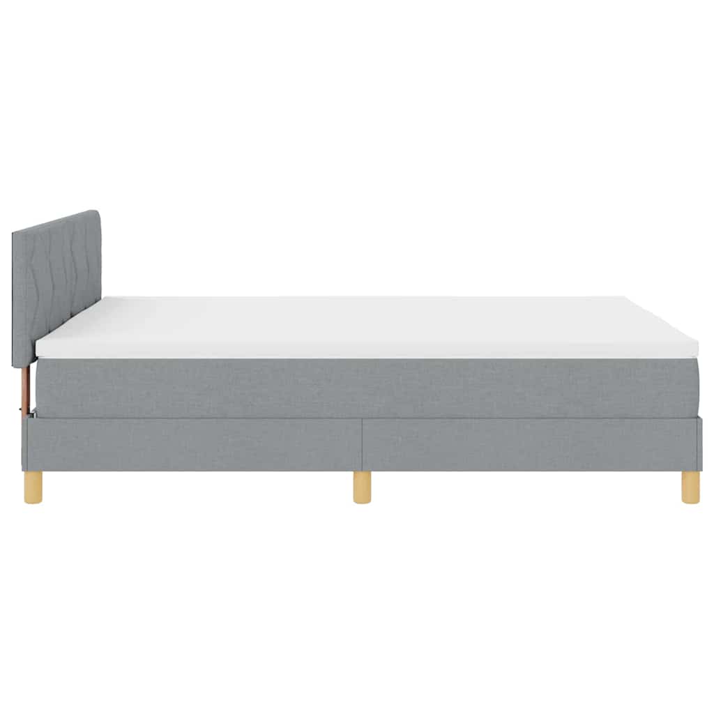 LED Box Spring Bed med hovedgærde Lysegrå 160 x 200 cm Stof
