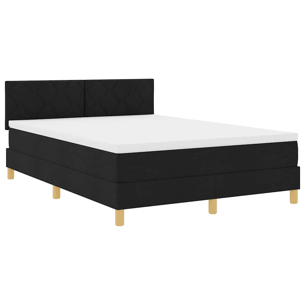LED Box Spring Bed med LED-lysstrimler Sort 160 x 200 cm Stof