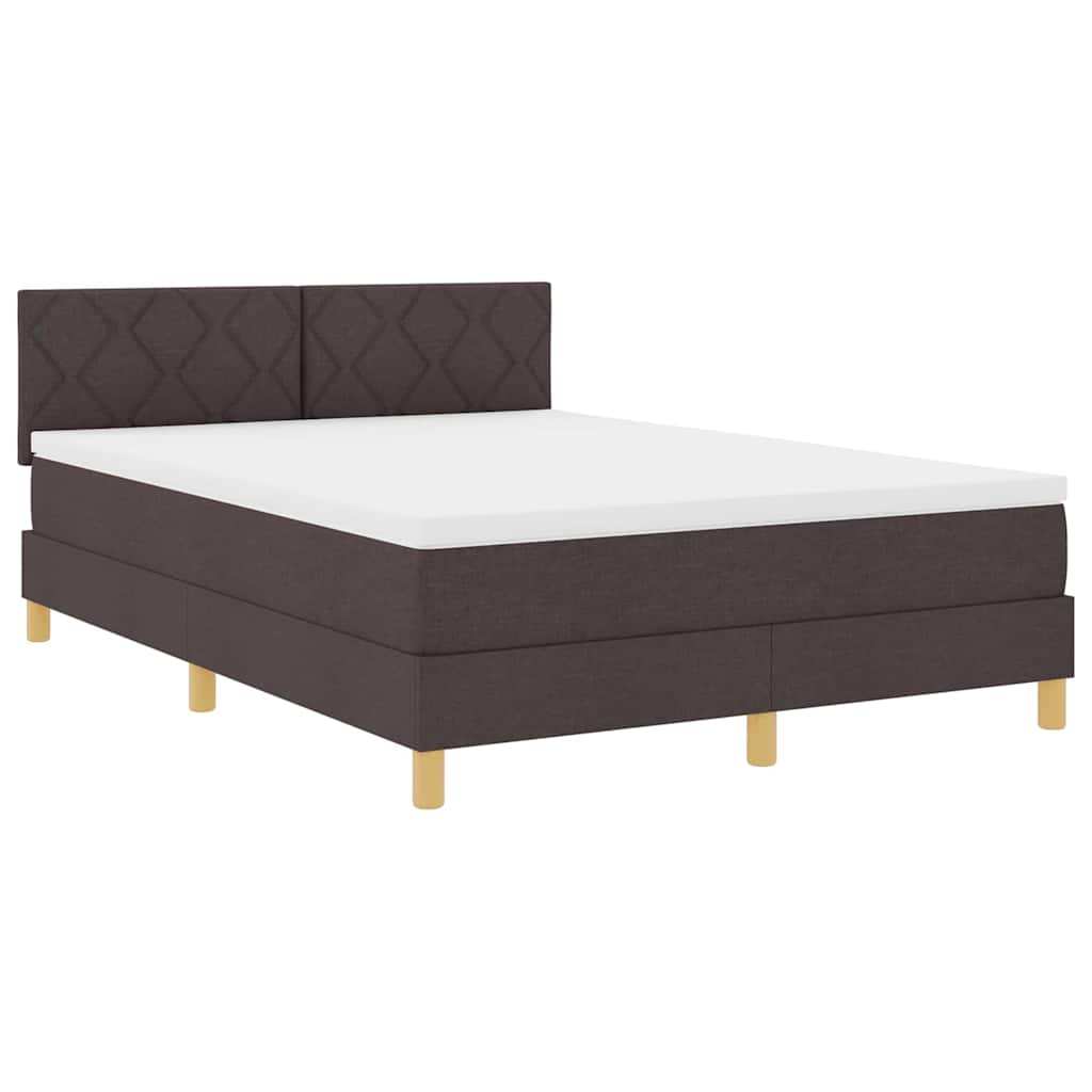 LED Box Spring Bed med hovedgærde Mørk Brun 160 x 200 cm Stof