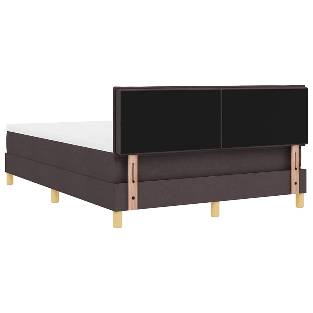 LED Box Spring Bed med hovedgærde Mørk Brun 160 x 200 cm Stof