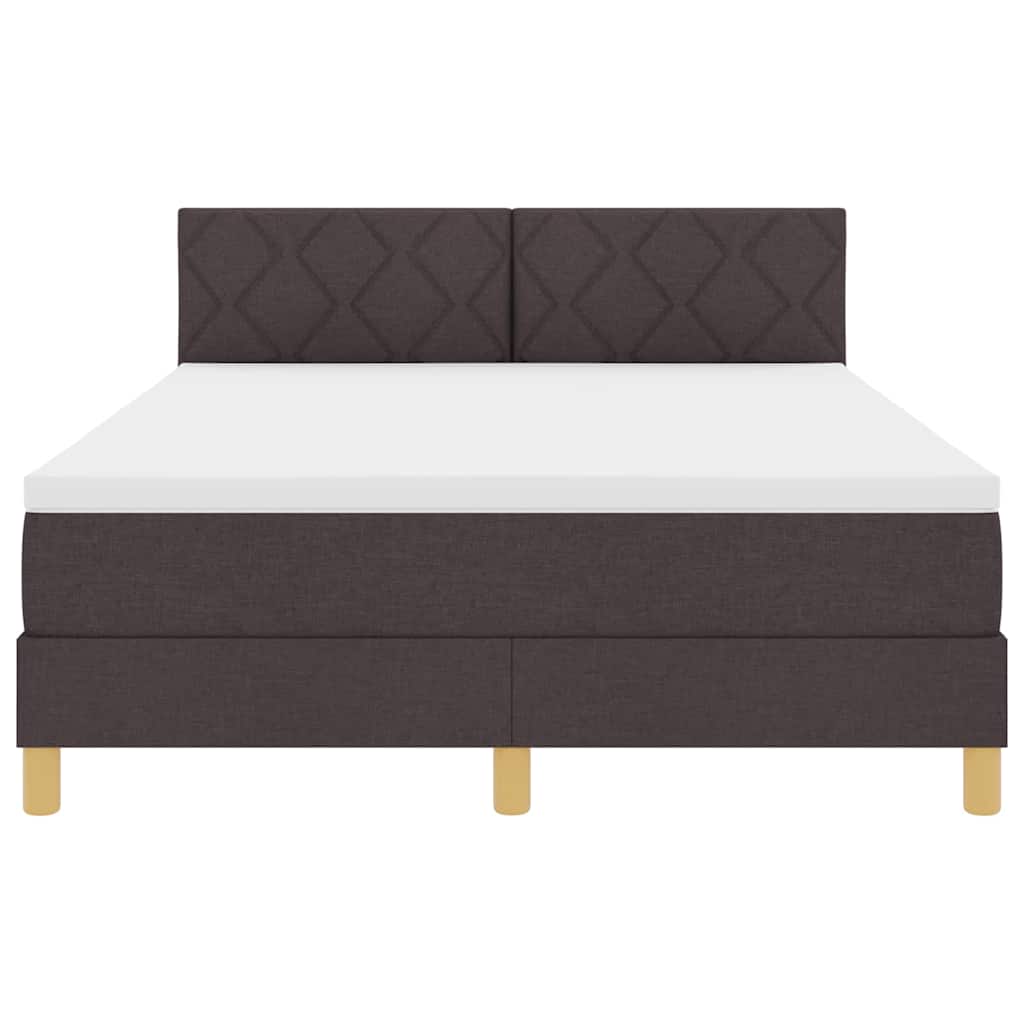 LED Box Spring Bed med hovedgærde Mørk Brun 160 x 200 cm Stof