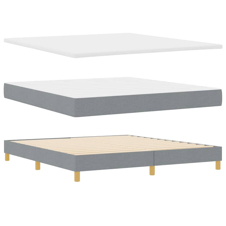 LED Box Spring Bed med hovedgærde Lysegrå 180 x 200 cm Stof