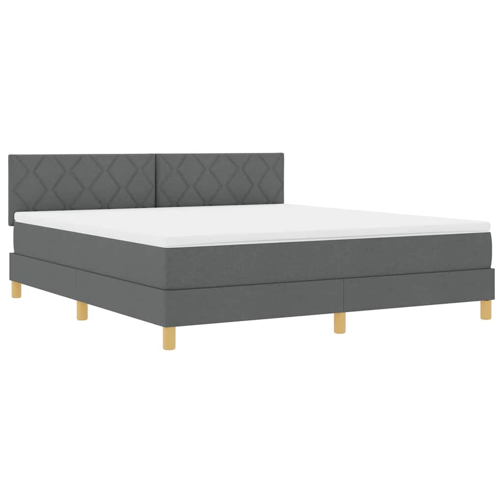 LED Box Spring Bed med hovedgærde Mørkegrå 180 x 200 cm Stof