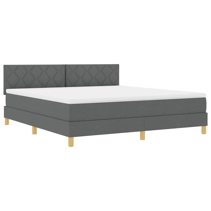 LED Box Spring Bed med hovedgærde Mørkegrå 180 x 200 cm Stof
