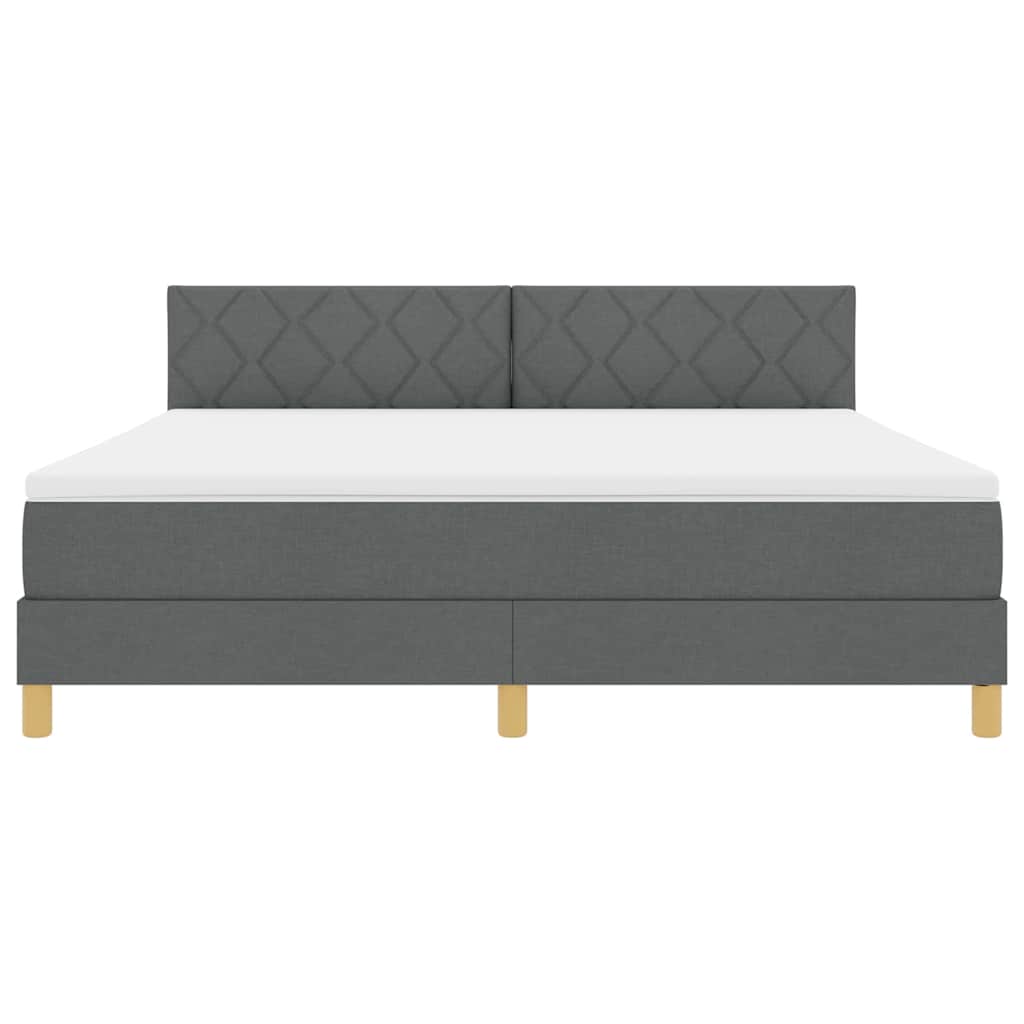 LED Box Spring Bed med hovedgærde Mørkegrå 180 x 200 cm Stof