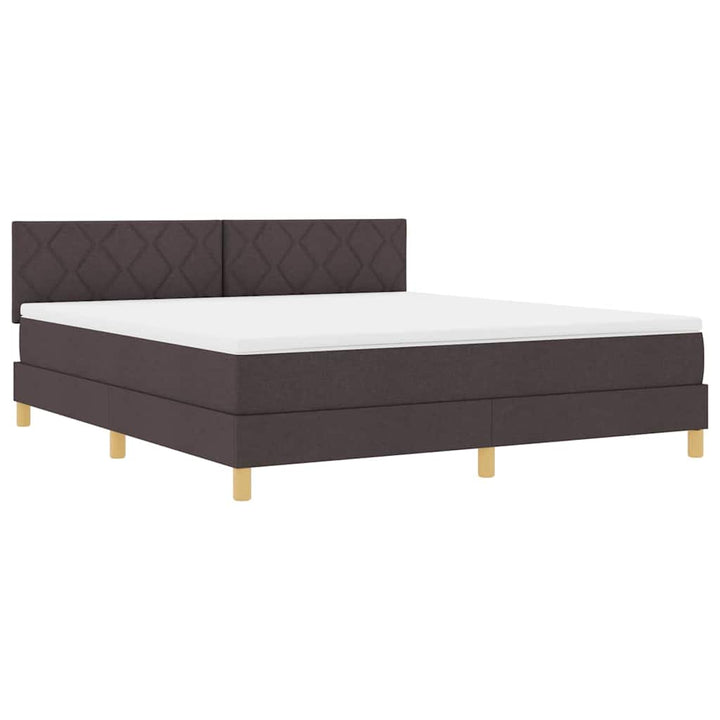 LED Box Spring Bed med hovedgærde Mørk Brun 180 x 200 cm Stof