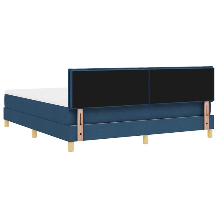 LED Box Spring Bed med LED-lysstrimler Blå 180 x 200 cm Stof