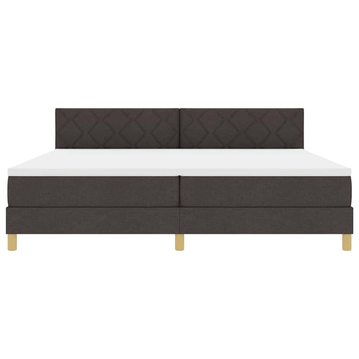 LED Box Spring Bed med hovedgærde Mørk Brun 200 x 200 cm Stof