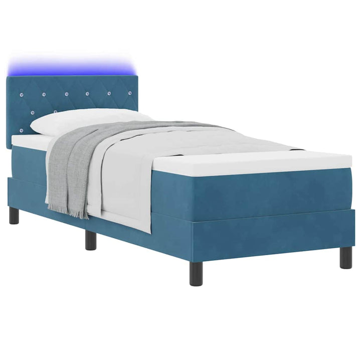 LED Box Spring Bed med hovedgærde Mørk blå 80 x 200 cm Fløjl