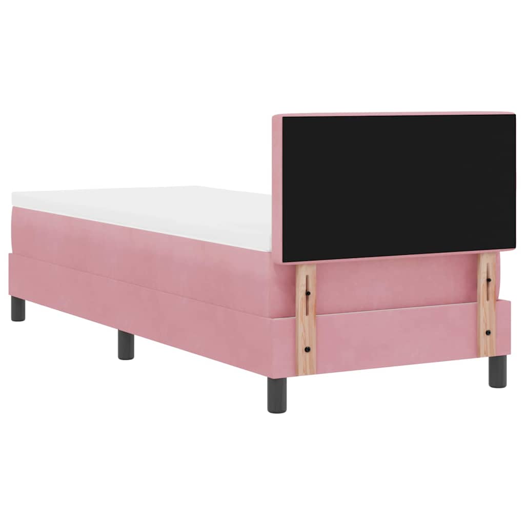 LED Box Spring Bed med hovedgærde Lyserød 80 x 200 cm Fløjl