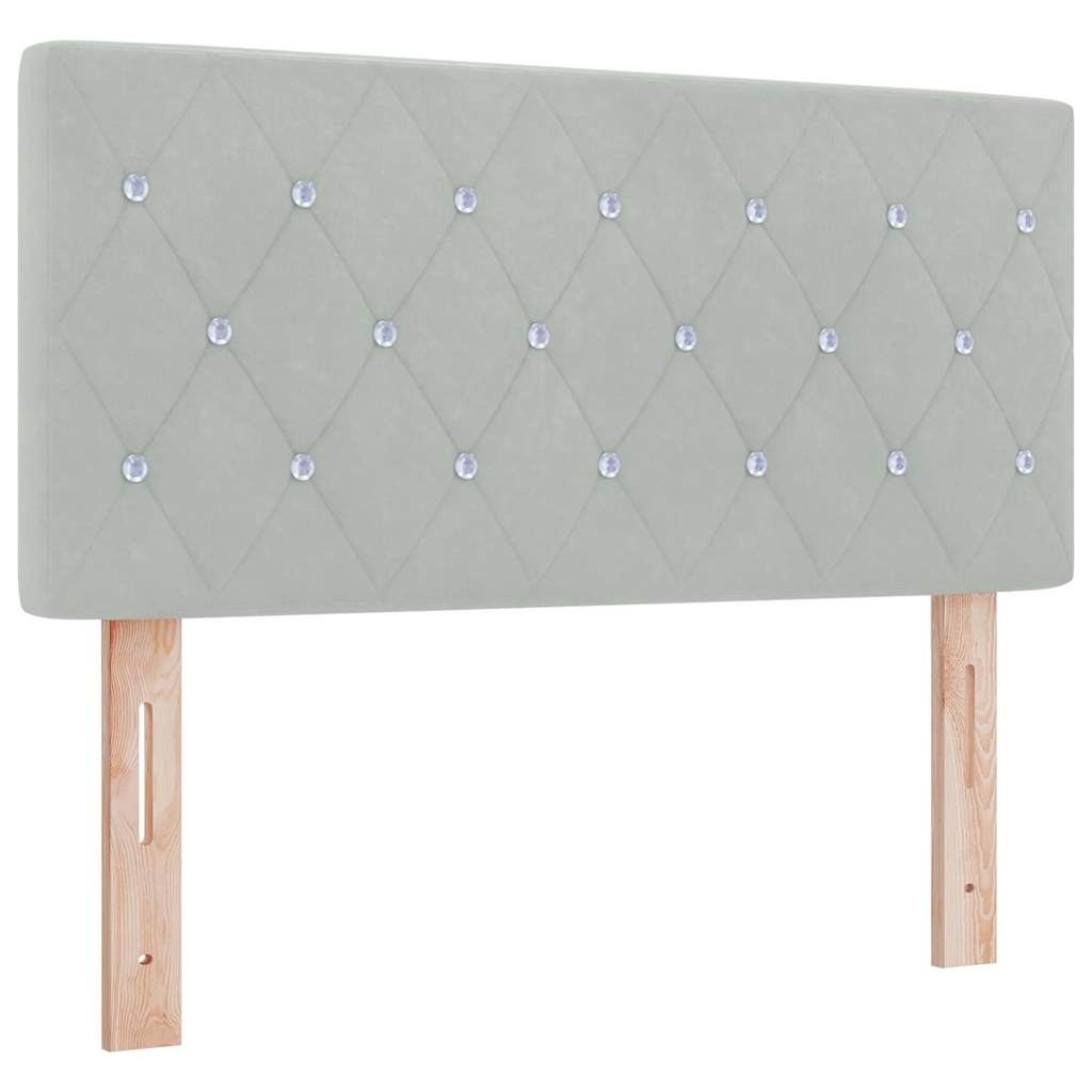 LED Box Spring Bed med madras med LED Lysegrå 90 x 190 cm Fløjl